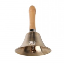3.2" Brass Hand Call Bells with Wooden Handle
